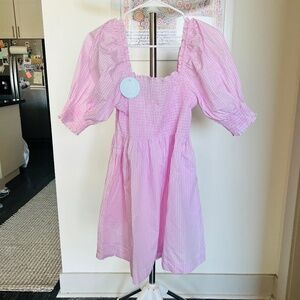 NWT Hill House Athena Nap Dress is Pink Gingham, Size M